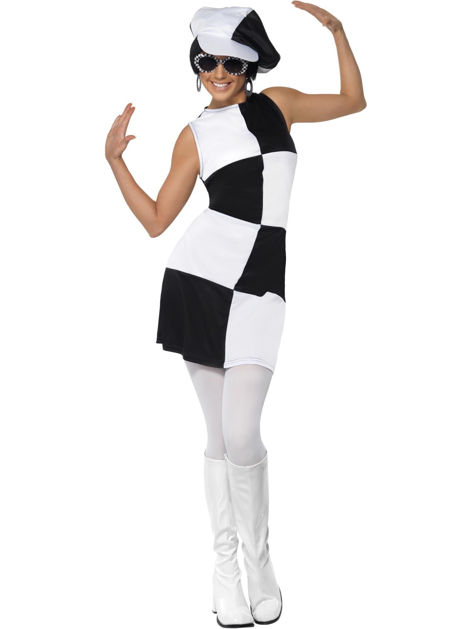 60s Party Girl Costume – Black & White (Mod Style)