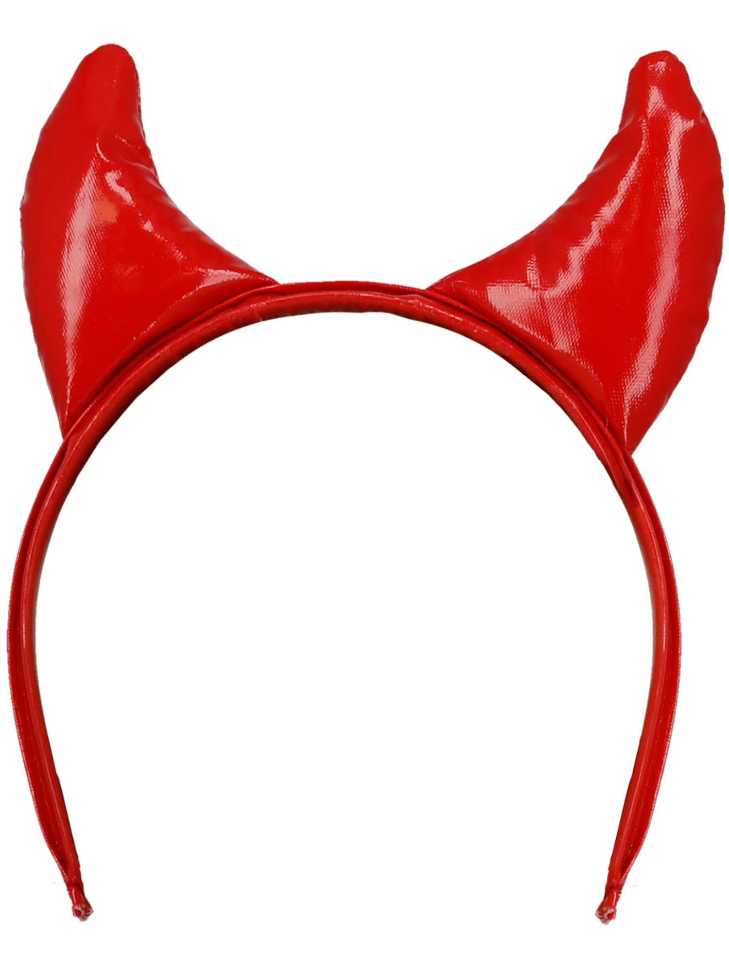 Devil Horns – Red Shiny PVC on Headband - Image 2