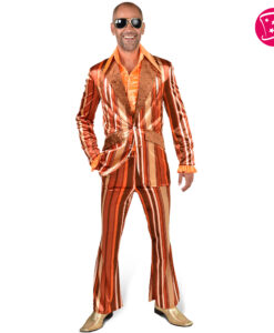 Orange / Brown 70s Pimp Suit / Austin Powers – Flares & Jacket with Satin Shirt