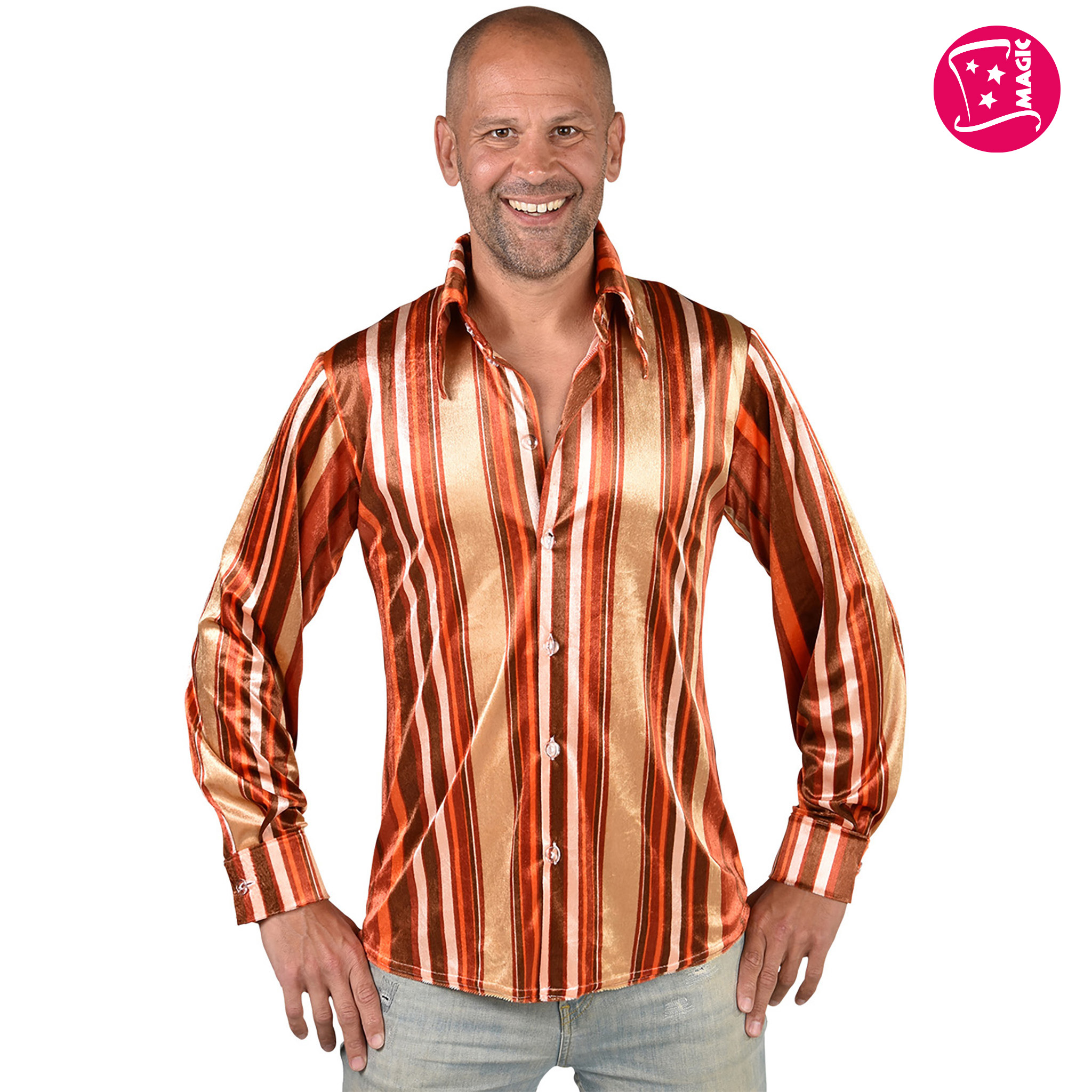Deluxe 70s Shirt – Orange / Brown (Austin Powers Style)