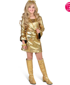 Girls Gold Hologram Party Dress – 70s Disco / Motown / Pop Star Style