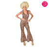 Ladies Leopard Print Jumpsuit – 70s Disco / 90s Scary Spice Style