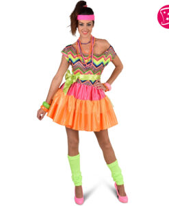 Colourful 80s Zig Zag Ra-Ra Dress