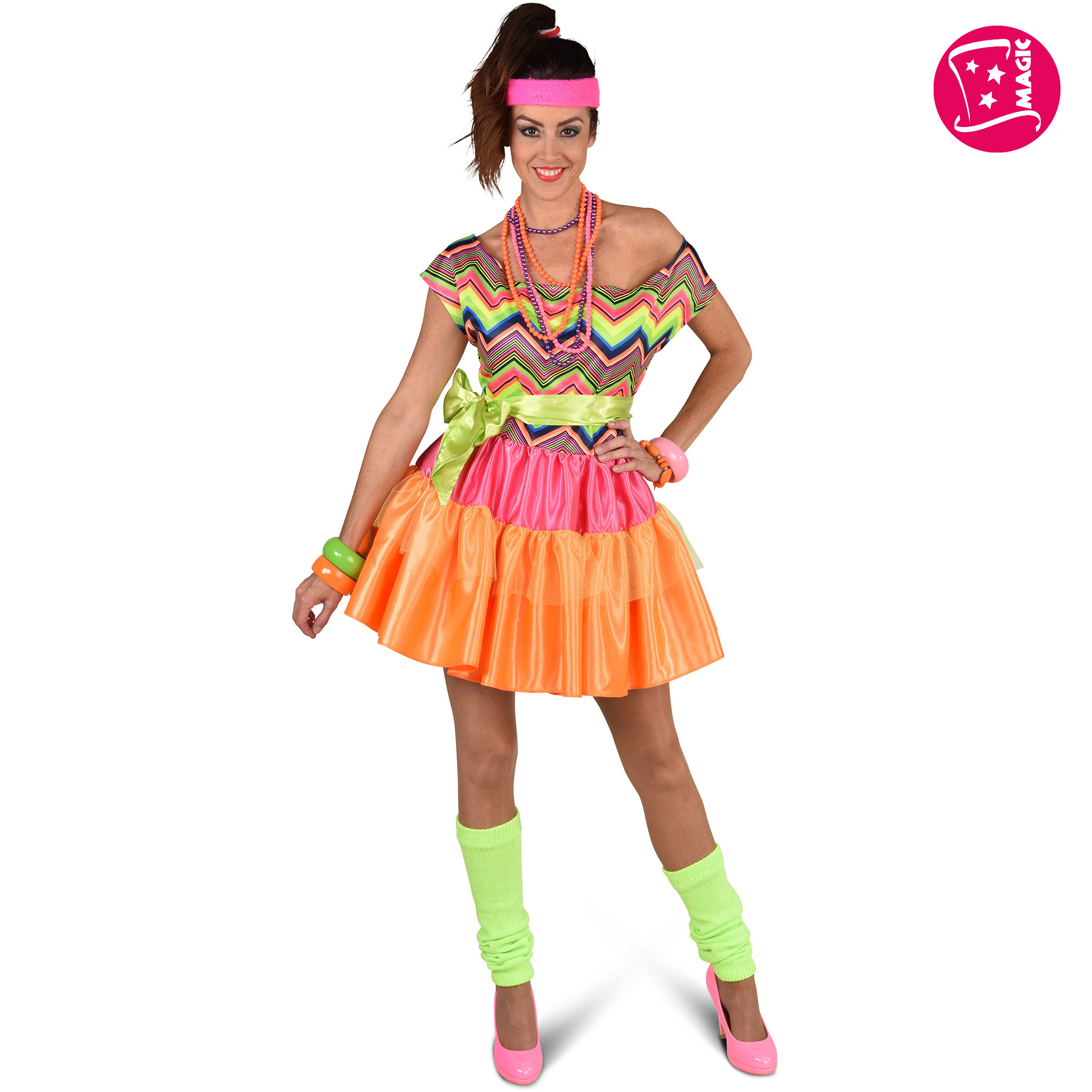 Colourful 80s Zig Zag Ra-Ra Dress