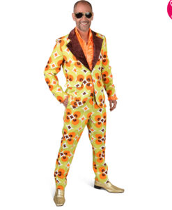 60s / 70s Psychedelic Pimp Suit – Lime / Orange / Brown
