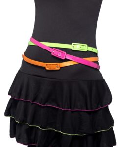 Neon Belts – 80s Style Multi-Coloured Belts (Pack of 3)
