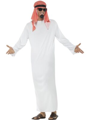 Sheikh Costume – White Arabian-Style Outfit with Long Tunic & Headdress