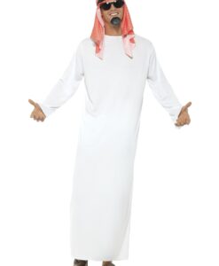 Alternative view of Sheikh Costume – White Arabian-Style Outfit with Long Tunic & Headdress