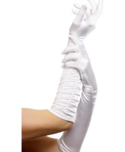 Alternative view of Temptress Gloves – White Long Ruched