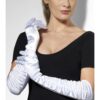 Temptress Gloves – White Long Ruched