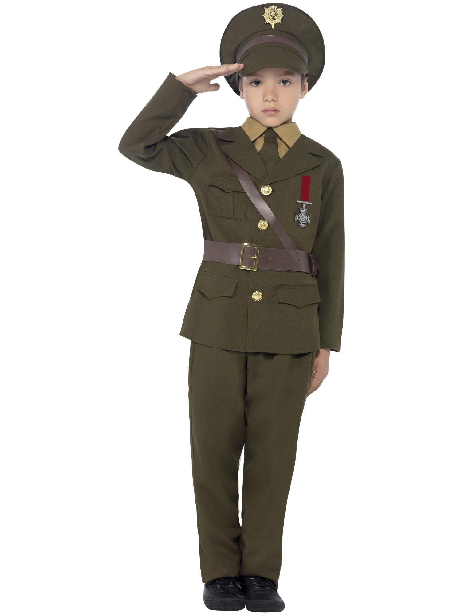Boys Army Officer Costume – Green Military Outfit