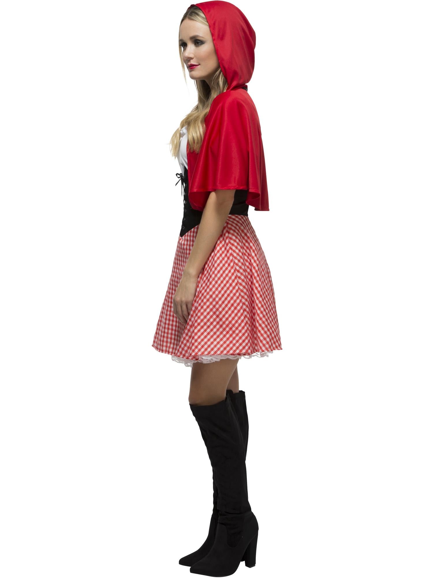 Fever Red Riding Hood Costume – Red Bodice-Style Dress & Hooded Cape - Image 2