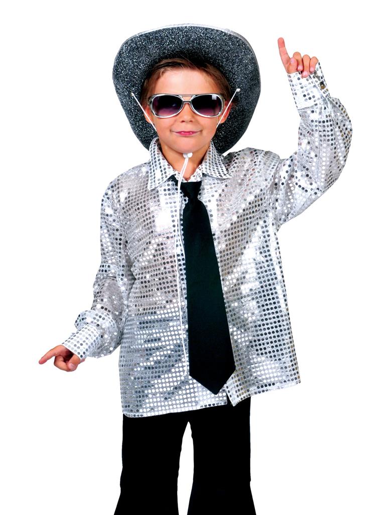 Kids Silver Sequined Shirt – Disco / 70s / Space Style