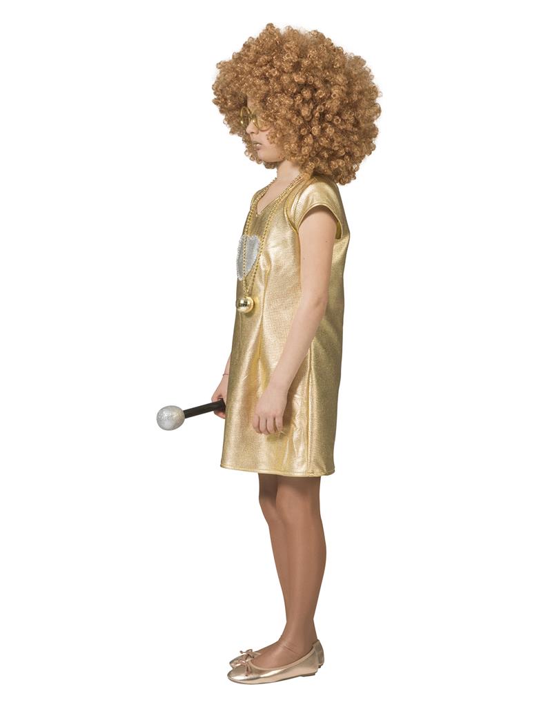Girls “Love” 70s Dress – Gold Lamé Disco Style - Image 2