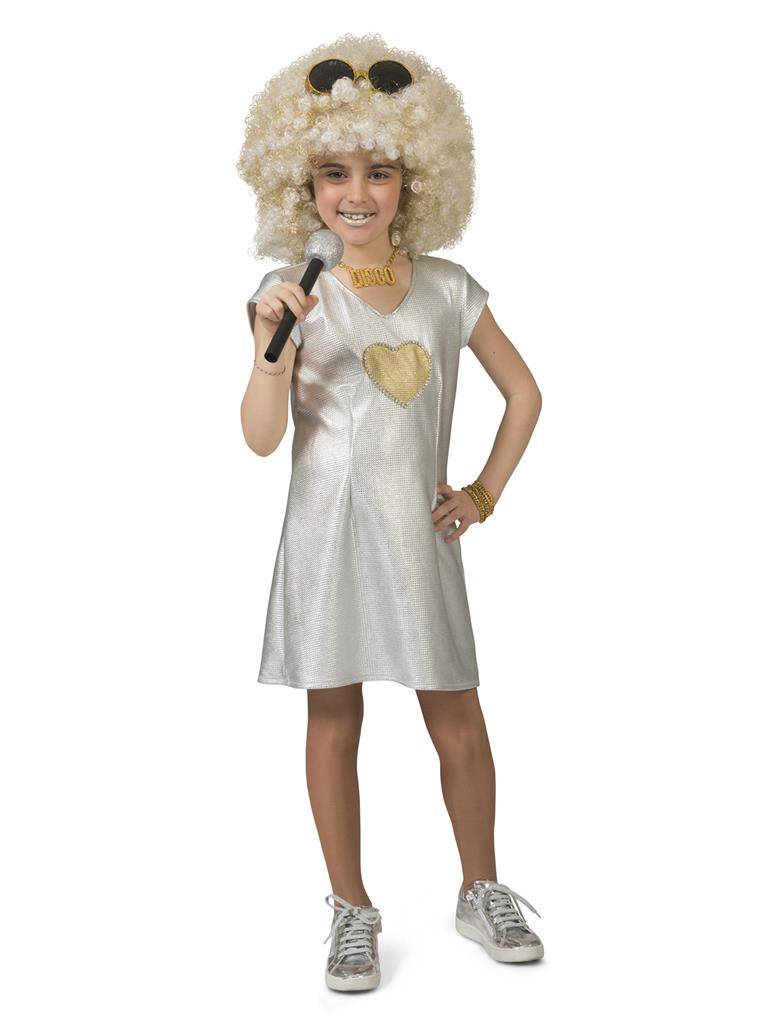 Girls “Love” 70s Dress – Silver Lamé Disco Style