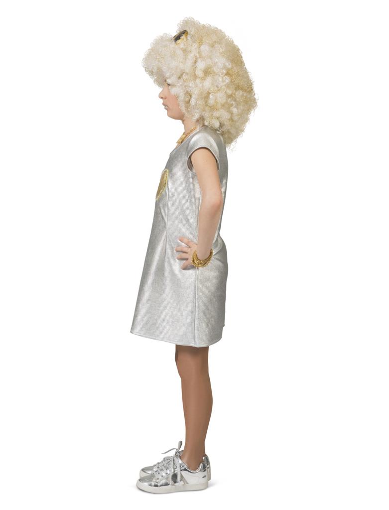 Girls “Love” 70s Dress – Silver Lamé Disco Style - Image 2