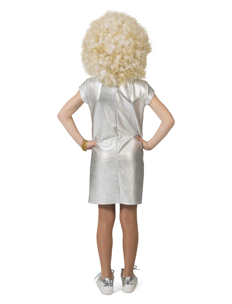 Girls “Love” 70s Dress – Silver Lamé Disco Style - Image 3