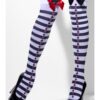 Opaque Hold-Ups – Black & White Striped with Red Bows