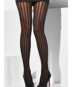 Sheer Tights – Black with Vertical Stripes