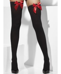 Opaque Hold-Ups – Black with Red Bows