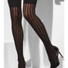 Sheer Hold-Ups – Black with Vertical Stripes