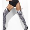 Opaque Hold-Ups – Black & White Check Print with Bows