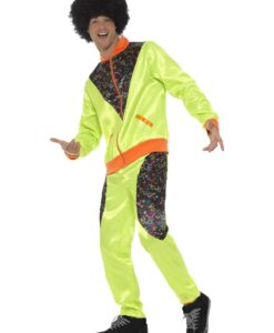 80s Shell Suit Costume – Lime with Retro Print Trim