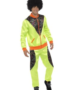 Alternative view of 80s Shell Suit Costume – Lime with Retro Print Trim