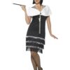 Black Flapper Costume – Dress, Headband & Fur Stole