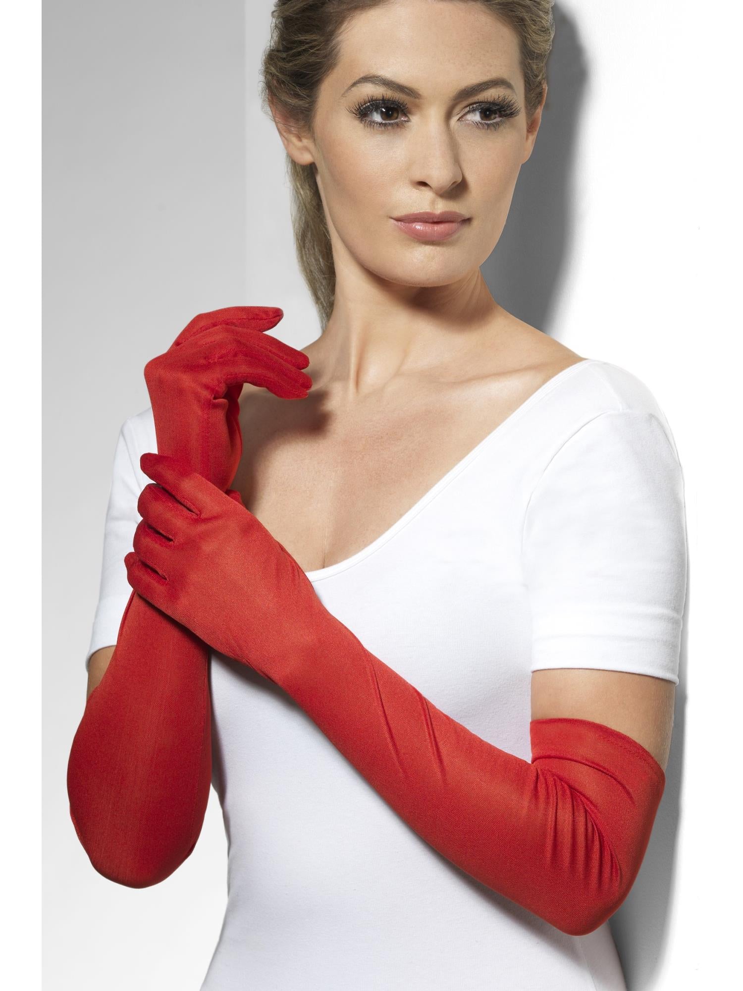 Long Red Gloves – Over Elbow