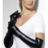 Wet Look Gloves – Black, Elbow Length