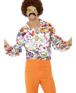 60s Groovy Shirt – Multi-Coloured Hippie Print