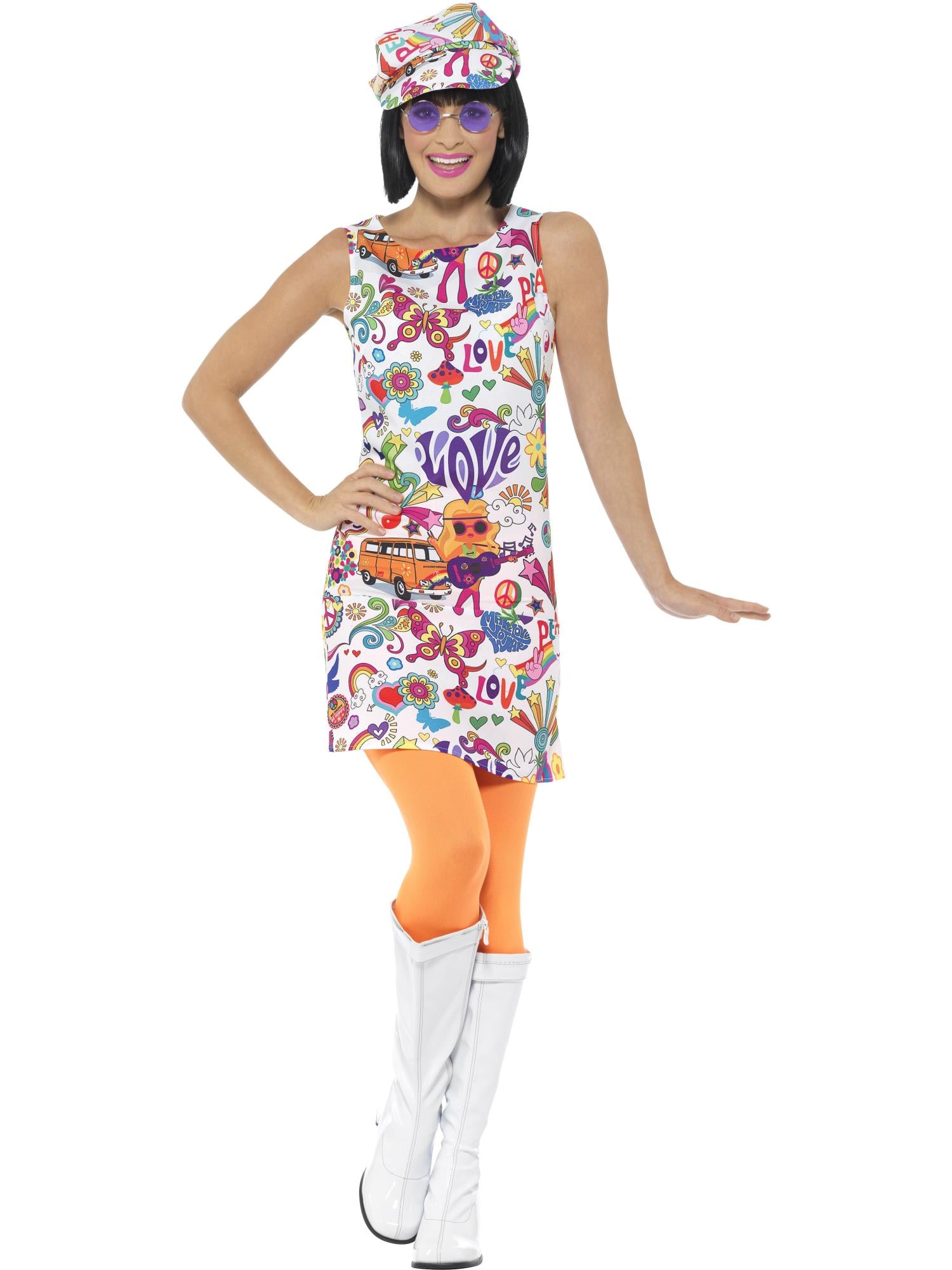 60s Groovy Chick Costume – Multi-Coloured - Image 4