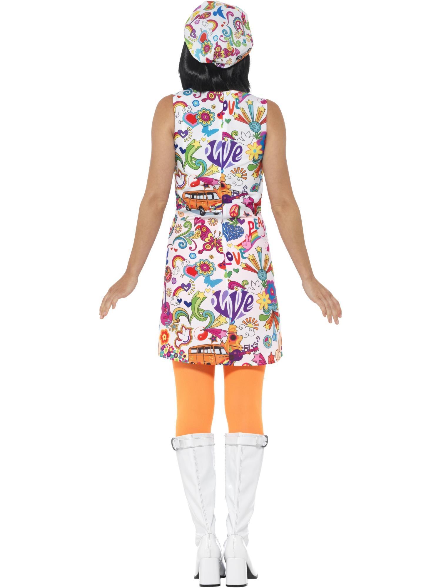 60s Groovy Chick Costume – Multi-Coloured - Image 3
