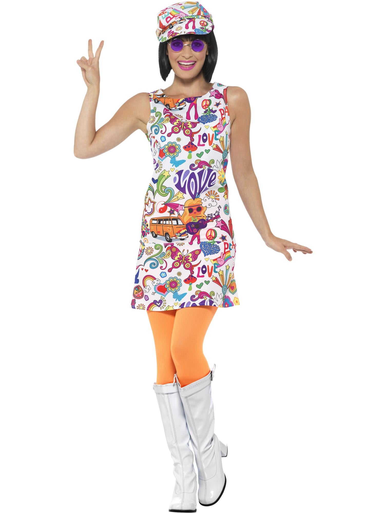 60s Groovy Chick Costume – Multi-Coloured