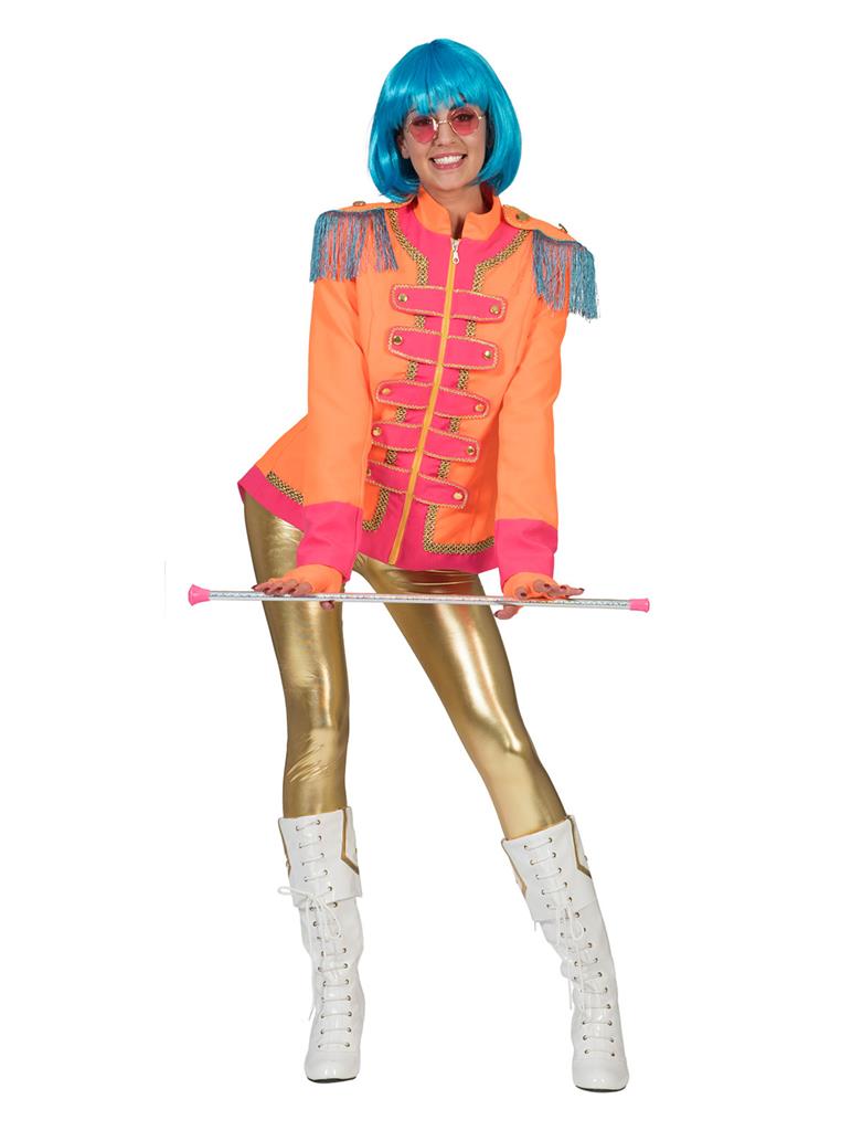 Ladies 60s Sgt Pepper–Style Jacket – Orange / Pink - Image 2