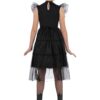Kids Gothic Prom Costume – Black Dress with Mesh Frills | Wednesday-Inspired