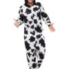 Adult Cow Costume – Black & White Hooded All-In-One
