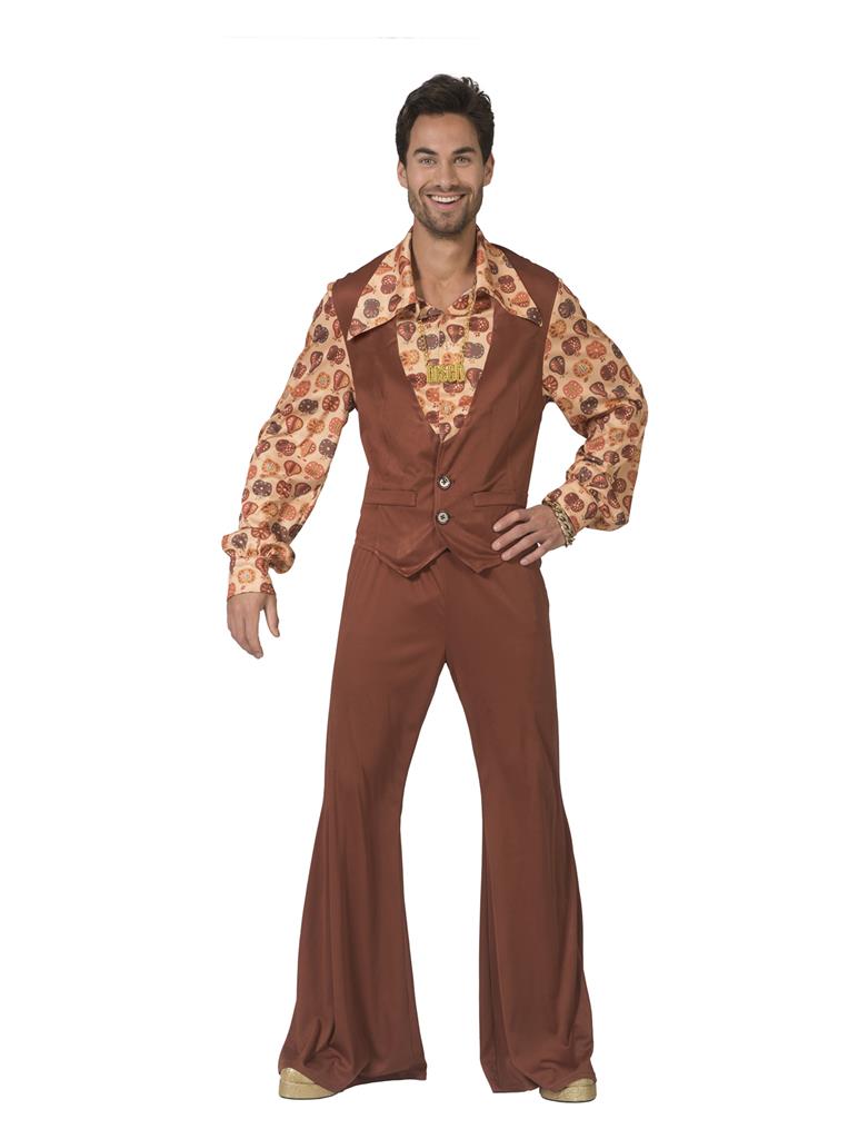Fruity 70s Gent Costume – Brown Flares, Shirt & Waistcoat - Image 2