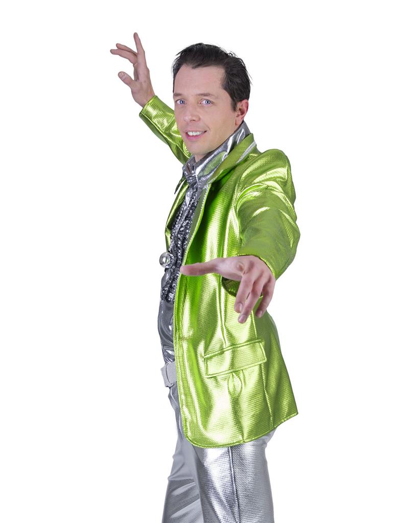 Disco Fever Lime Green Lamé Jacket - Image 2