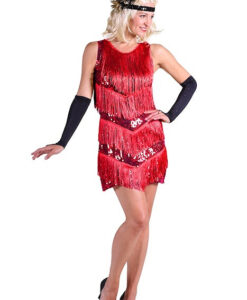 Deluxe “Dazzle Me” 1920s Flapper Dress – Red Sequin