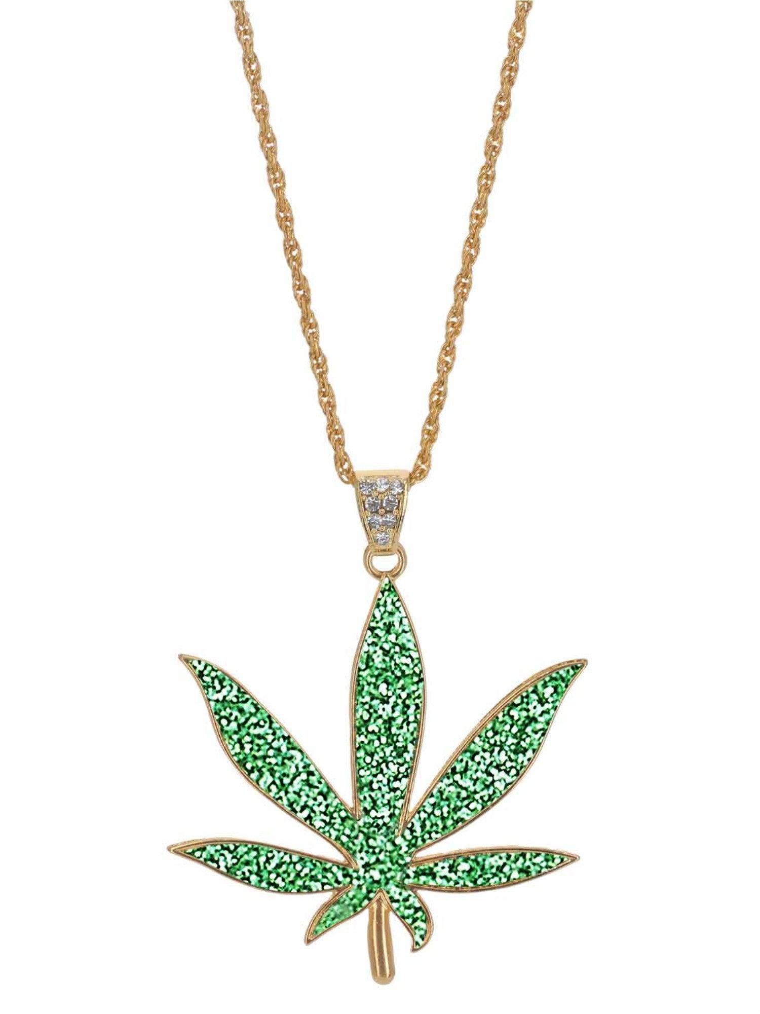 90s Hemp Bling Medallion – Green Glitter Resin with Cannabis Leaf - Image 2