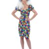 Bright 80s Dress & Headband - Rubik's Cube print