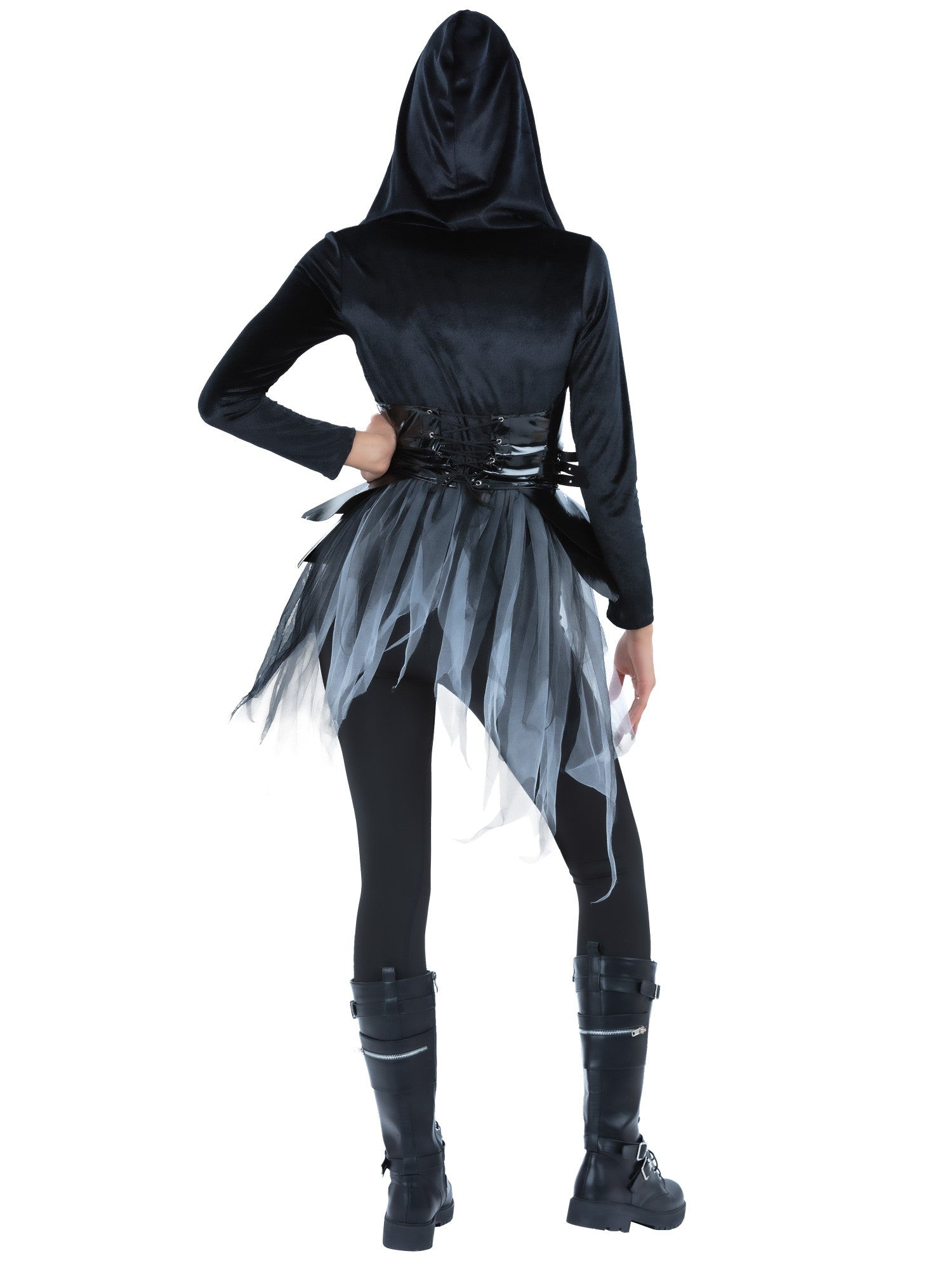 Dark Warrior Costume – Hooded Dress Top with Corset Detail - Image 3