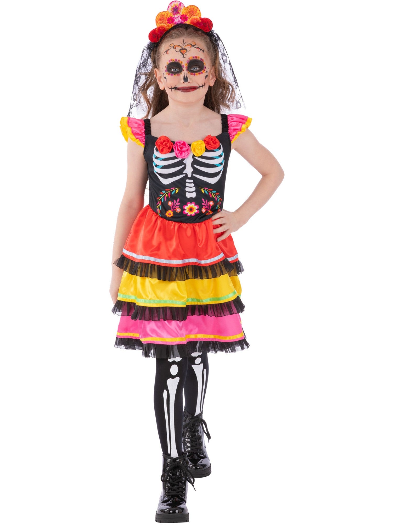 Girls Day of the Dead Fiesta Costume - Image 2