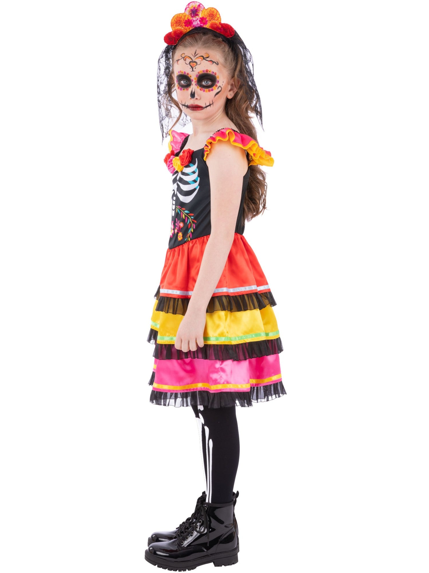 Girls Day of the Dead Fiesta Costume - Image 3