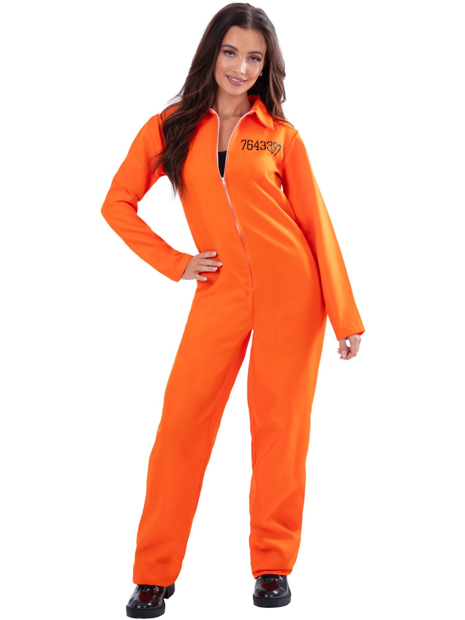 Ladies Escaped Prisoner Costume – Orange Boiler Suit Fancy Dress