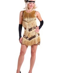 Deluxe “Dazzle Me” Gold Sequin Fringe Dress
