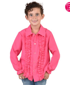 Kids “Saturday Night” Frill Front Shirt – Pink