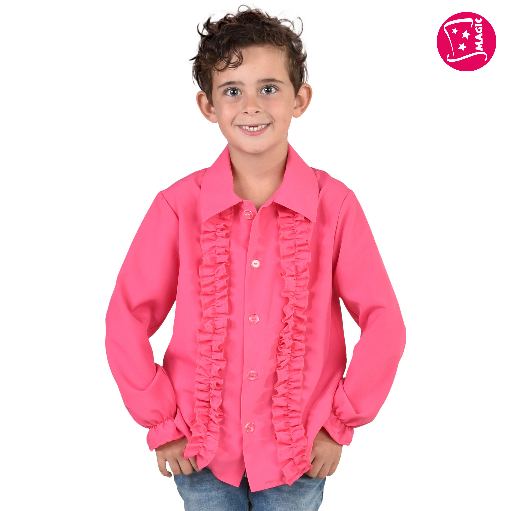 Kids “Saturday Night” Frill Front Shirt – Pink